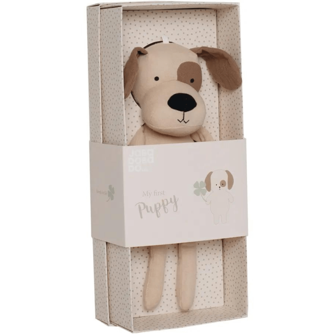 Kuschelhund mit Geschenkbox